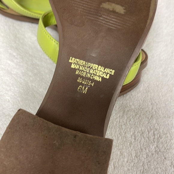Chadwicks Bright Lime Green Leather Square Toe Flat Sandals Women's US 6M - Picture 4 of 5